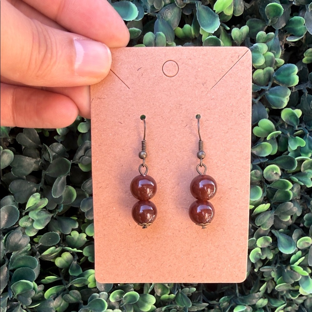 Handcrafted Vintage Brown Beaded Earrings